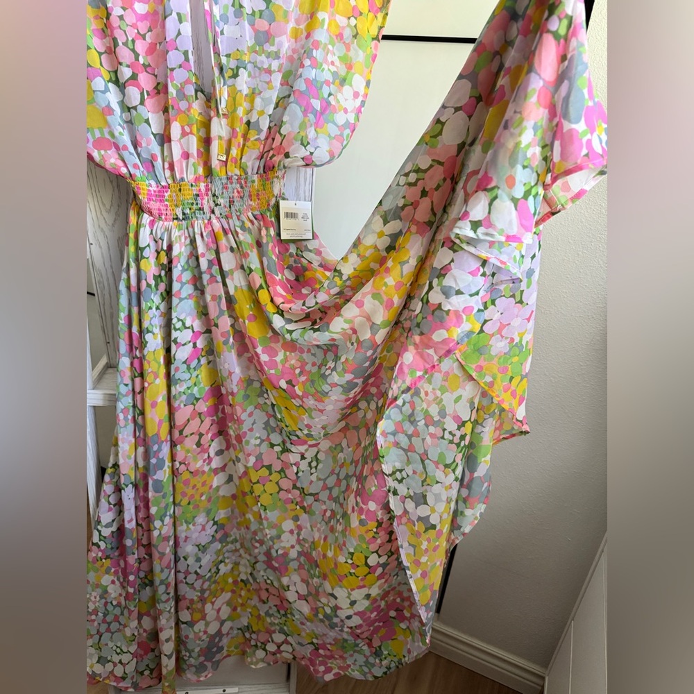 Kate Spade Colorful Floral Dots Beach Cover Up  MIDI Dress - Picture 6 of 11